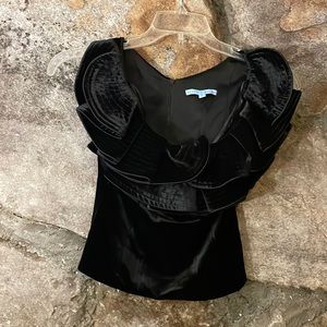 Size 0 Antonio Melani Black Ruffle neck sleeve less top